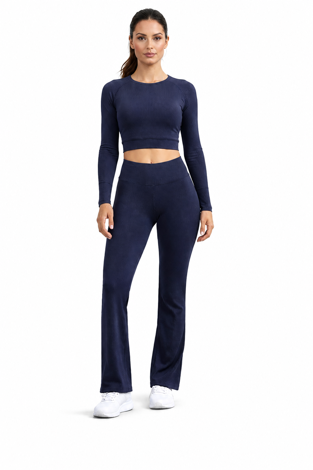 Conjunto crop top manga larga acampanado