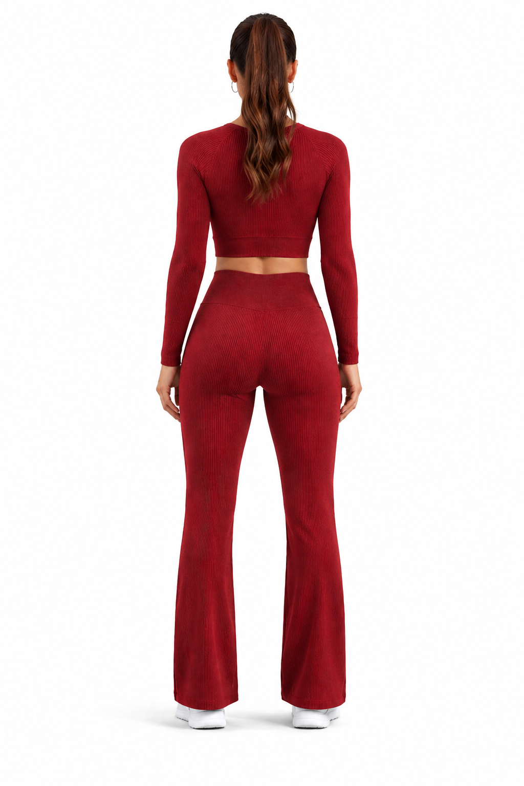 Conjunto crop top manga larga acampanado
