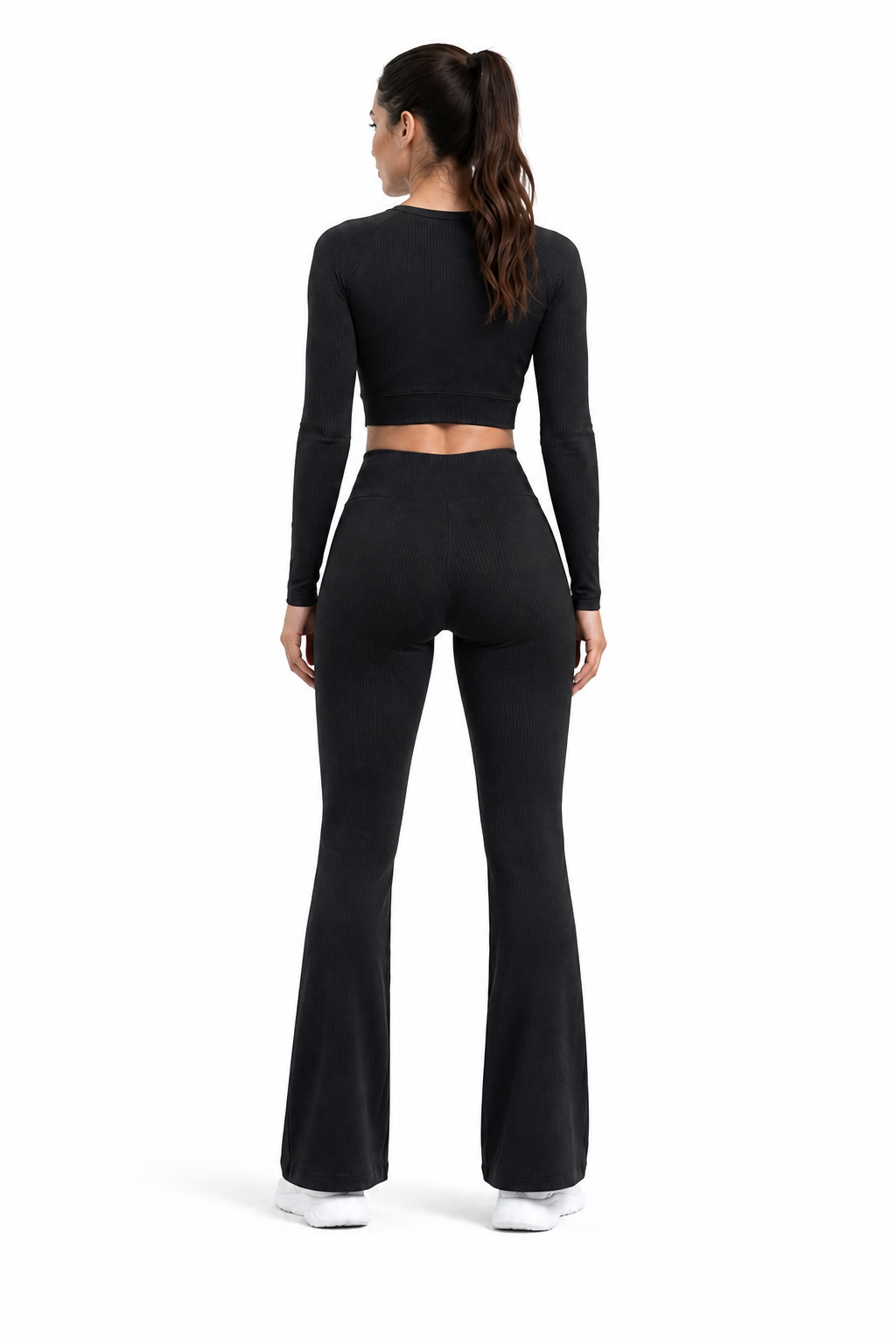 Conjunto crop top manga larga acampanado